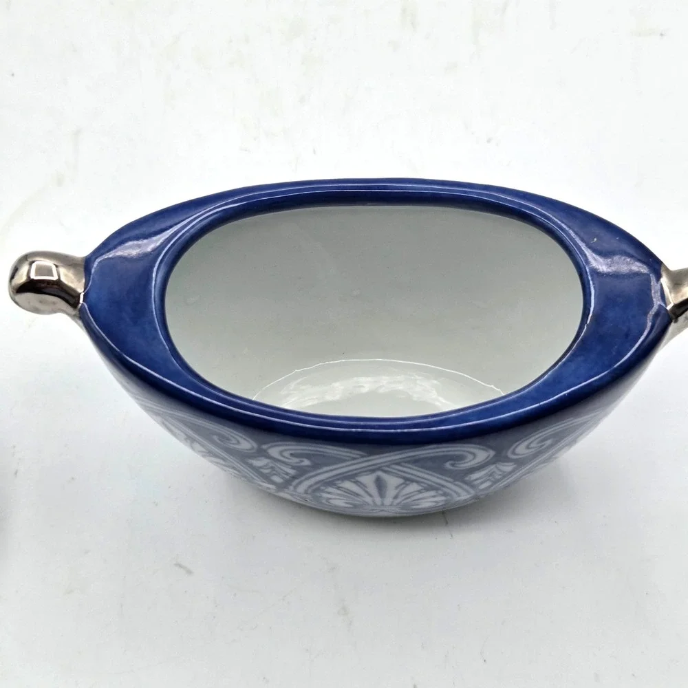 Bombay Arabesque Tile Pattern With Platinum‎ Trim Creamer & Sugar Bowl Set